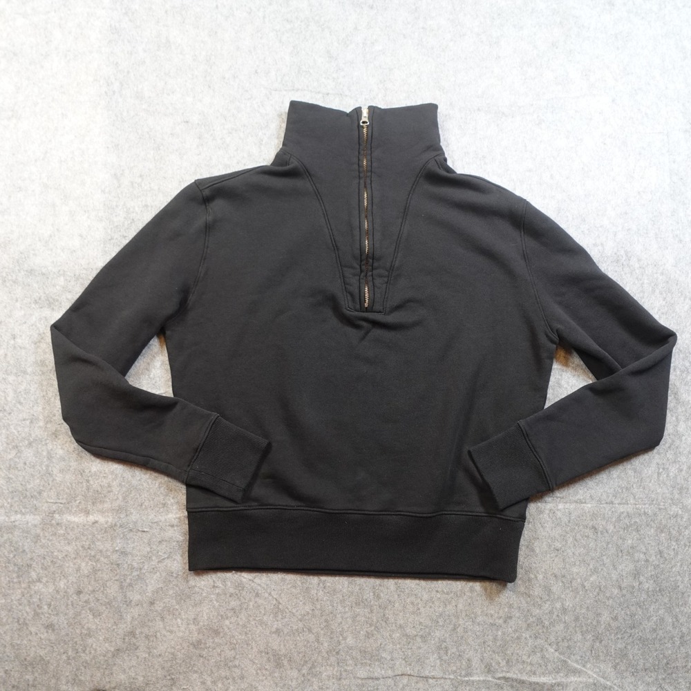 Nili Lotan Sweater Womens Extra Small Black Bentley Quarter 1/4 Zip Sweatshirt